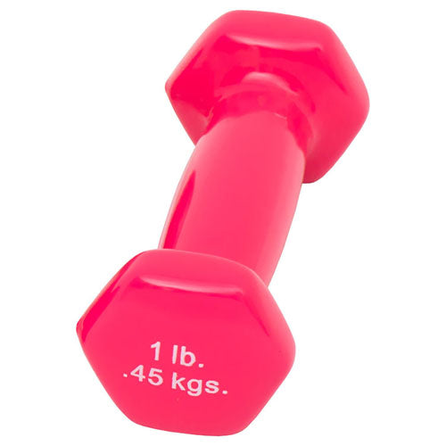 Vinyl Coated Dumbbell Weight 1 Lb Pink Color Ergonomic One Piece Cast Iron Core Build
