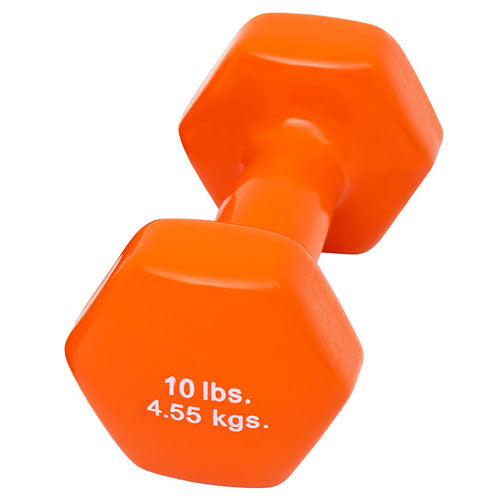 Vinyl Coated Dumbbell Weight 10 Lb Orange With Size Specific Ergonomic Handle And Durable Build