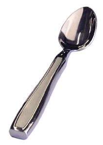 Weighted Teaspoon Dinnerware With Ergonomic Indented Handle For Tremor Support And Recessed Edge