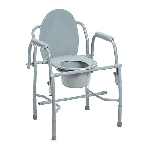 Chrome Steel Drop Arm Commode 300lb, 18in Width