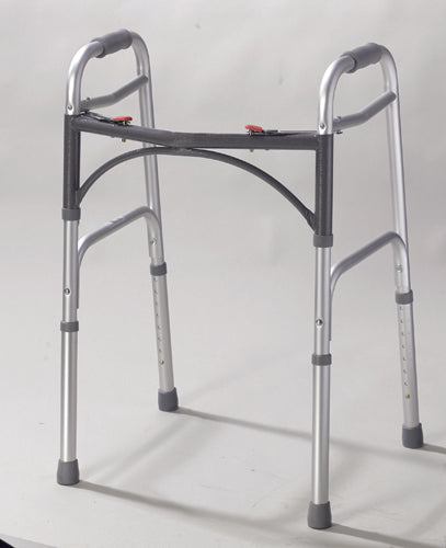 Easy-Release Two-Button Folding Walker Without Wheels