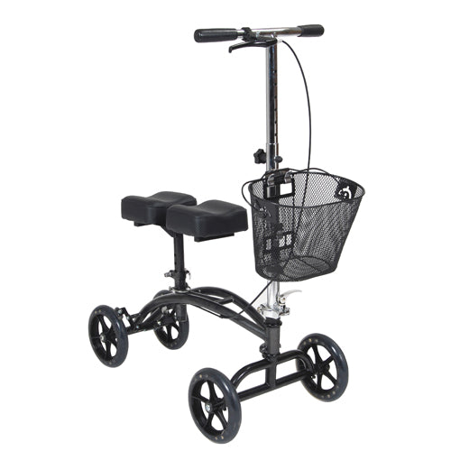 Drive Medical Steerable Knee Walker Four Wheel With Removable Front Basket And Padded Leg Pads