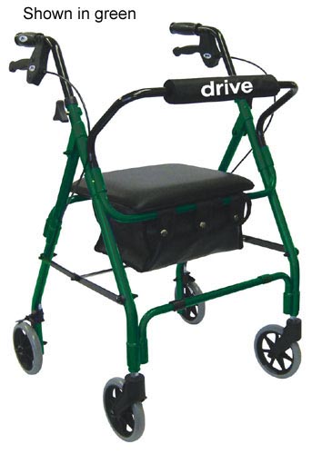 Four Wheel Rollator With Pad Seat Blue Frame Front Basket Lever Brakes For Indoor Outdoor