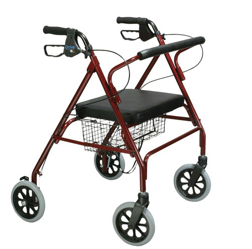 Oversized Bariatric Rollator Red Steel 500 Lb Capacity
