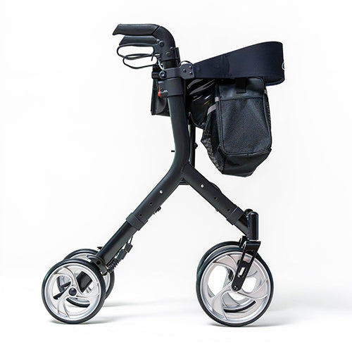 Ascent Euro Style Rollator 4 Wheel With Adjustable Seat And Backrest Textured Black
