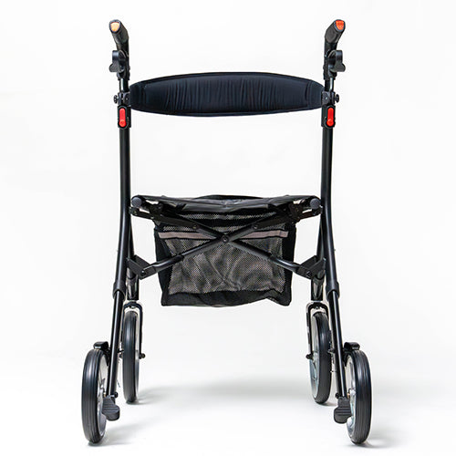 Ascent Euro Style Rollator 4 Wheel With Adjustable Seat And Backrest Textured Black