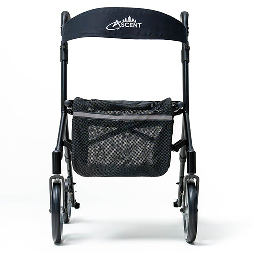 Ascent Euro Style Rollator 4 Wheel With Adjustable Seat And Backrest Textured Black