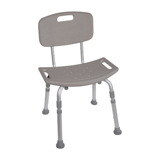 Shower Safety Bench With Backrest Gray Aluminum Frame Toolless Assembly Seat Height 14 To 20 In