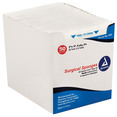 Gauze Sponges 4x4 Sterile 8-Ply 2 per pouch