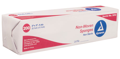 Dynarex Non-Woven Sterile Sponges 2x2 Inch 4 Ply For Wound Dressing Prep 50 Per Box