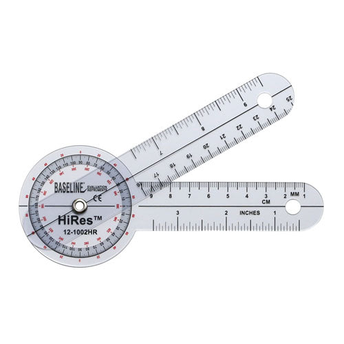 Baseline HiRes Goniometer 6in White Plastic 360 Degree