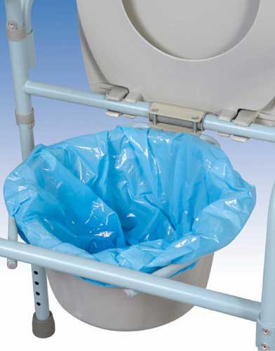Carex Blue Commode Pail Liners Pack Of 7 With Absorbent Powder For Easy Sanitation And Disposal