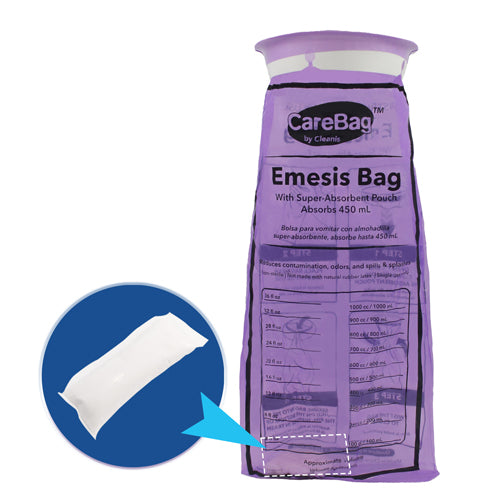CareBag Emesis Bag With Super-Absorbent Pad 450 mL Absorbent, Box Of 20 For Hospitals And Clinics