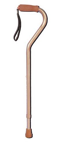 Deluxe Adjustable Offset Cane With Wrist Strap Bronze Aluminum Height 29 To 38 Inches Ergonomic Handle