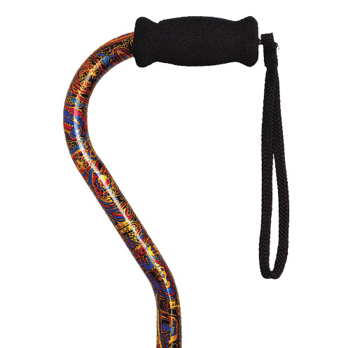 Offset Handle Aluminum Cane Paisley Adjustable 31-40 In