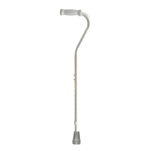 Bariatric Offset Cane Silver with Push Button Height Adjustment 30 to 39 in, 500 lb Capacity, Foam Grip
