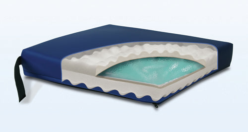 Gel Convoluted Foam Cushion 18x16x3 In Navy With Gel Pod And Removable FluidProof Cover And Anti-Slip Bottom
