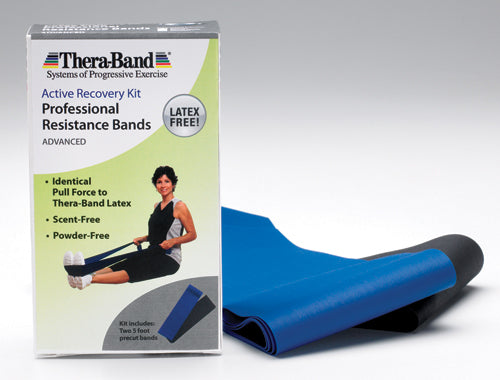 Thera-Band 5 Foot Combo Pack Heavy Latex Free Resistance Bands Set in Blue and Black for Rehab and Training