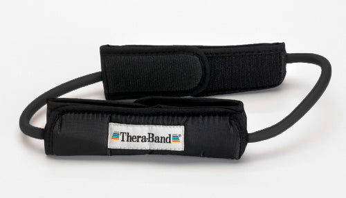 TheraBand Resistance Tubing Loop With Padded Cuffs Black