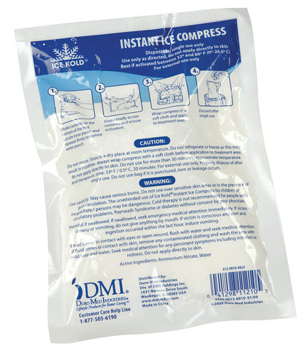DMI Instant Cold Pack 5 x 9 Inch, Leakproof, Moldable Ice Pack For Quick First Aid And 20 Minute Cold Therapy