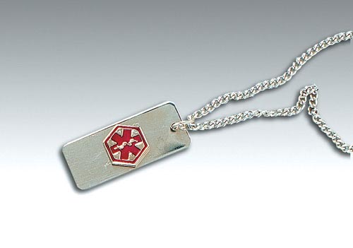 Diabetic Medical ID Necklace Stainless Steel 24 Inch