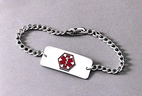 Stainless Steel Medical ID Bracelet Reads Heart 8.5in