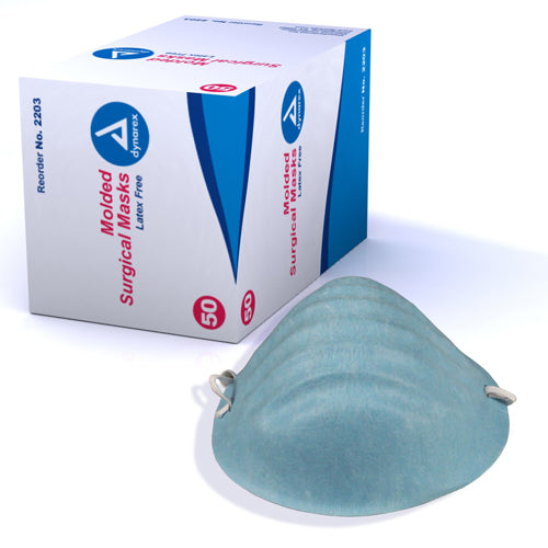 Blue Cone Shaped Surgical Face Mask 50 Count Box Molded Comfort Fiberglass Free Fluid Resistant
