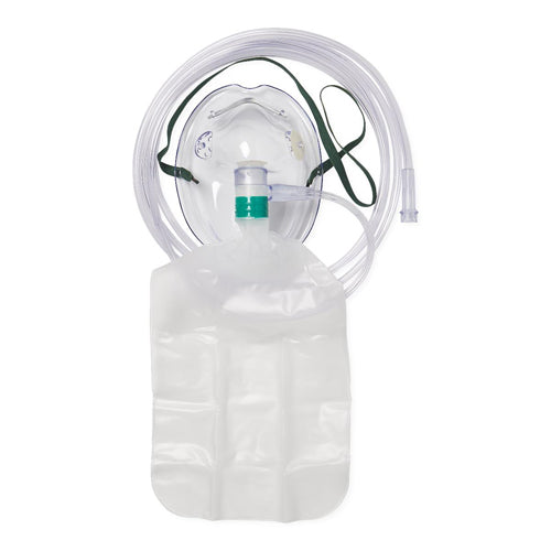 Adult Oxygen Mask Non Rebreathing High Concentration No Vent 7 Ft Tubing Adjustable Nose Clip Clear Vinyl