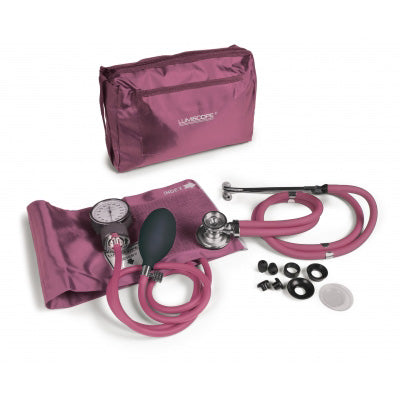Blood Pressure Kit With Aneroid Sphygmomanometer And Sprague Rappaport Stethoscope Pink