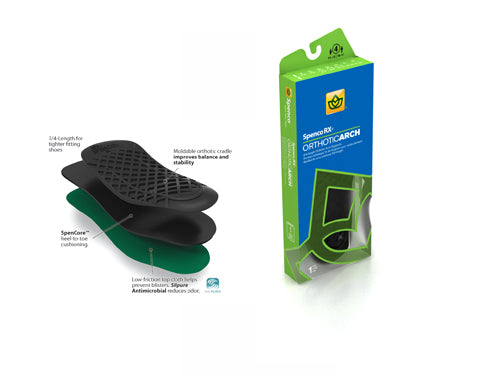 Orthotic Arch Supports 3/4 Length Heat Moldable Firm Insole For Foot Stabilization And Shock Absorption