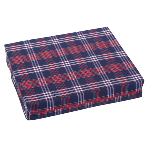 Red Plaid Wheelchair Cushion 18 x 16 x 2 Inches Foam With Removable Washable Cover For Comfort