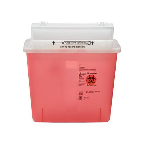 In Room Sharps Container 5 Qt Red With Sharpstar Lid And Counter Balanced Door Medical Use