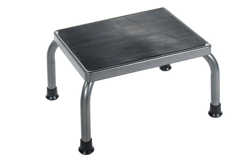 Foot Stool Without Rail 9 Inch Step 10 by 14 Non Slip Surface Silver Vein Steel Legs