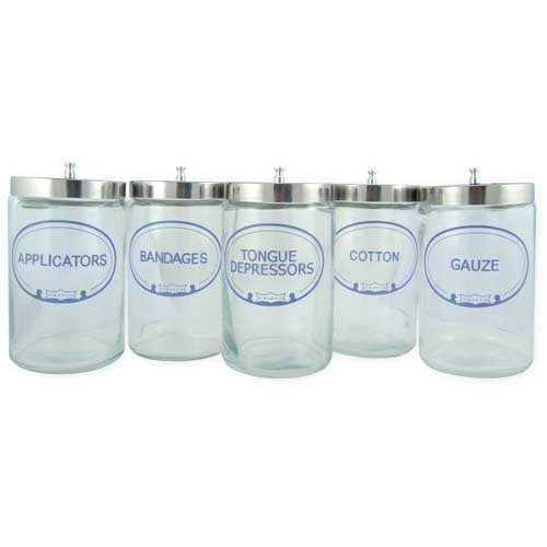 Sundry Jars- Labeled Glass (set/5) 7 X 4.25