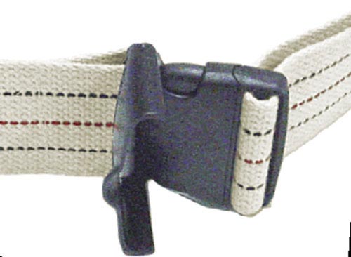 Gait Belt With Safety Release Buckle, 2 Inch Wide, 72 Inch Striped Cotton Webbing, Fits Up To 68 Inch Waist