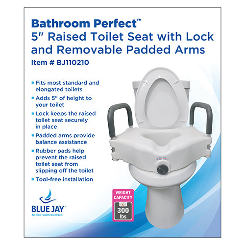 Raised Toilet Seat 5-Inch With Lock And Arms