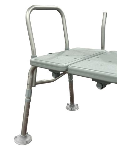 Bathroom Transfer Bench With Backrest, Height Adjustable In 0.5-Inch Increments Tool-Free Assembly