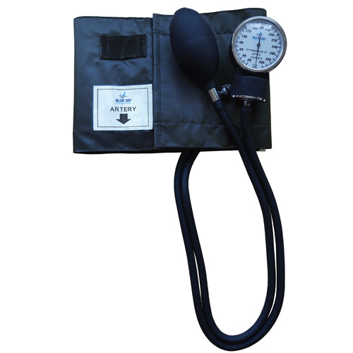 Blue Jay Manual Blood Pressure Monitor With Cuff, Aneroid Gauge, 0-300 mmHg, 10-16 Inch Nylon Cuff