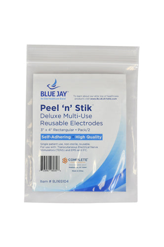 Blue Jay Reusable Electrodes 3x4 Rectangular Pack 2