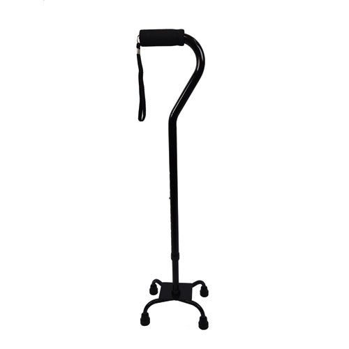 Blue Jay Quad Cane Small Base Black Aluminum Shaft Four Point Base With Ergonomic Foam Grip