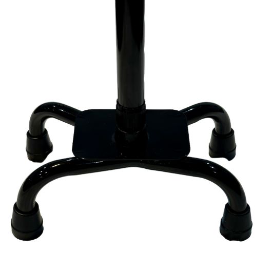 Blue Jay Quad Cane Small Base Black Aluminum Shaft Four Point Base With Ergonomic Foam Grip