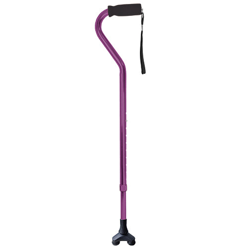 Offset Cane Aluminum Purple With Foam Handle Adjustable Height Wrist Strap Lightweight