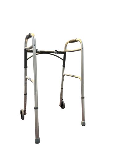 Walk With Me Folding Aluminum 2-Button Walker 5-Wheel CS4