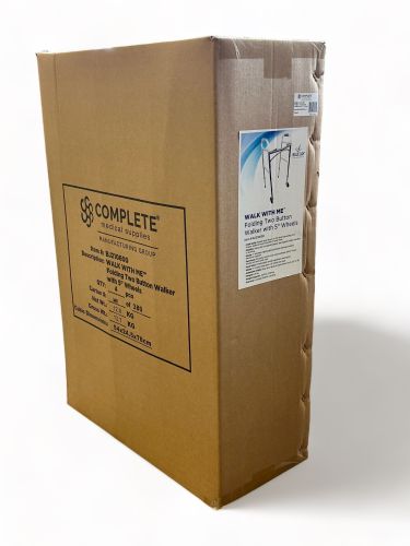 Walk With Me Folding Aluminum 2-Button Walker 5-Wheel CS4