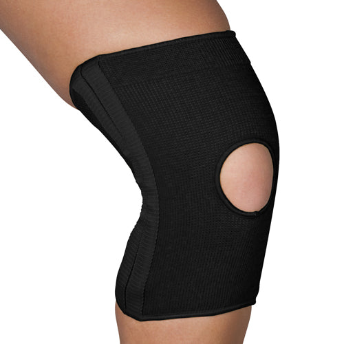 Blue Jay Slip-On Open-Patella Knee Support With Stabilizers Medial Lateral Stays Small Black