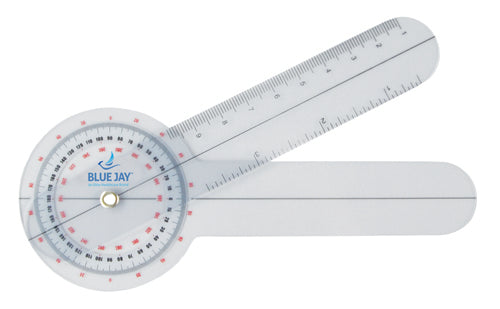 Blue Jay 6 Inch Plastic 360 Degree Goniometer With Isom System Calibration Scales For Joint ROM