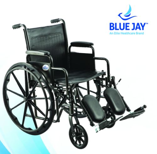 Blue Jay Roll With Me 18 K2 Wheelchair With Elevating Leg Rests Black Upholstery Adjustable Seat 17.5 to 19.5 in