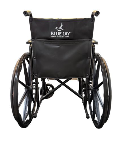Blue Jay Roll With Me 18 K2 Wheelchair With Elevating Leg Rests Black Upholstery Adjustable Seat 17.5 to 19.5 in