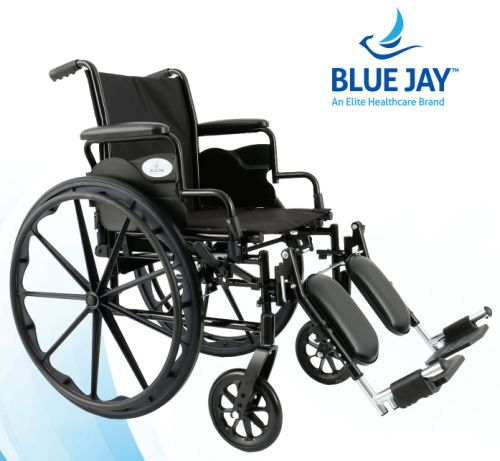 Blue Jay 18 Inch K3 Wheelchair With Elevating Leg Rests, Flip-Back Desk-Length Arms