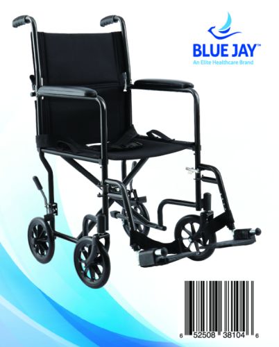 Blue Jay Roll With Me 19 Inch Steel Transport Wheelchair